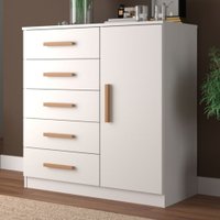 Cômoda New Monaco 1 Porta 5 Gavetas Branco - Evidencia Móveis