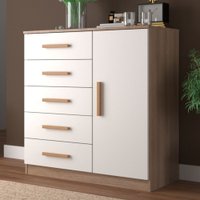 Cômoda New Monaco 1 Porta 5 Gavetas Demolição/Branco - Evidencia Móveis