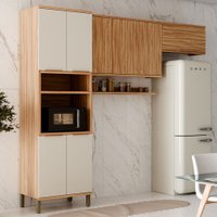 Armário de Cozinha Modulada 8 Portas Nice 100% Mdf Off White/Amêndoa - Pnr Móveis