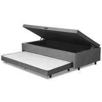 Base Cama Bibox com Baú Solteiro e Cama Auxiliar 3 em 1 Cinza - 88x188x46 Bela