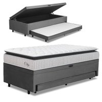 Cama Bibox Baú com Colchão City Solteiro e Cama Auxiliar Conjugada 88x188x69cm Bela