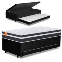 Cama Bibox Baú com Colchão Qatar Solteiro e Cama Auxiliar Conjugada 88x188x69cm Bela
