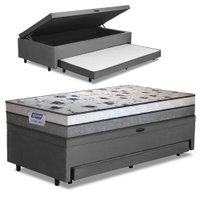 Cama Bibox Baú com Colchão Fort Solteiro e Cama Auxiliar Conjugada 88x188x67cm Bela