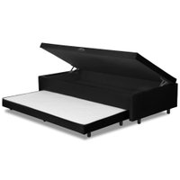 Base Cama Bibox com Baú Solteiro e Cama Auxiliar 3 em 1 Preto - 88x188x46 Bela