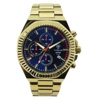 Relógio Cronógrafo Masculino de Aço Tuguir Analógico Infinity GCS-1272 Dourado e Azul