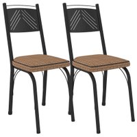 Kit 2 Cadeiras Tubular Europa 151 Preto Assento Rattan ARTEF