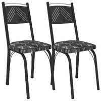 Kit 2 Cadeiras Tubular Europa 151 Preto Assento Mosaico Silver ARTEF