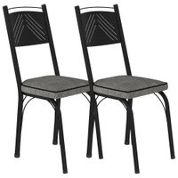 Kit 2 Cadeiras Tubular Europa 151 Preto Assento Grafiato ARTEF