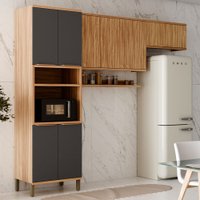 Armário de Cozinha Modulada 8 Portas Nice 100% Mdf Chumbo/Amêndoa - Pnr Móveis