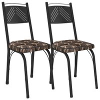 Kit 2 Cadeiras Tubular Europa 151 Preto Assento Mosaico Palha ARTEF