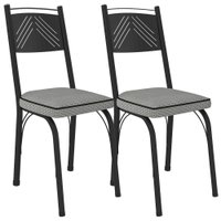 Kit 2 Cadeiras Tubular Europa 151 Preto Assento Platina ARTEF