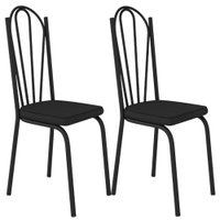 Kit 2 Cadeiras Tubular Europa 121 Preto Assento Preto ARTEF