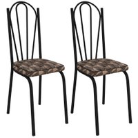 Kit 2 Cadeiras Tubular Europa 121 Preto Assento Mosaico Palha ARTEF