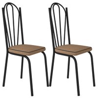 Kit 2 Cadeiras Tubular Europa 121 Preto Assento Rattan ARTEF