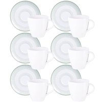 Conjunto 12 Peças Xícaras e Pires de Chá em Porcelana 200ml Tramontina Lineare Mesa Posta Café