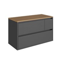 Balcão Gabinete de Banheiro Suspenso 80 Belarus com 2 Portas e 1 Gaveta Grafite