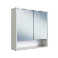 Armário Espelheira de Banheiro 60 Bari com 2 Portas 1 Nicho Arenas