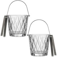 Kit 2 Baldes Gelo com Alça e Pegador Diamond 1L Vidro Lyor Baldinho Cerveja Drinks