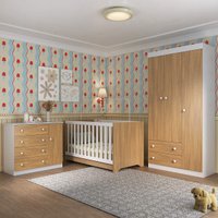 Quarto de Bebê Completo Berço Americano 3 em 1 Colchão Encanto Multimóveis MP4605