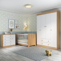 Quarto de Bebê Completo Berço Americano 3 em 1 Colchão Encanto Multimóveis MP4597
