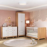 Quarto de Bebê Completo Berço Americano 3 em 1 Colchão Allegra Multimóveis MP4610