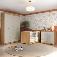 Quarto de Bebê Completo Berço Americano 3 em 1 Colchão Realeza Multimóveis MP4599