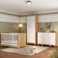 Quarto de Bebê Completo com Berço Americano 3 em 1 Dengo Multimóveis MP4596