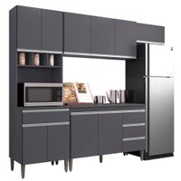 Cozinha Modulada 10 P 4 G Andreia 240 cm Cinza REAJL Moveis