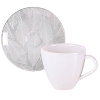 Xícara e Pires de Café Expresso Capuccino 95ml em Porcelana Tramontina Arbo Mesa Posta