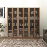 Kit 3 Armários para Escritório com Portas de Vidro ME4115 Amendoa