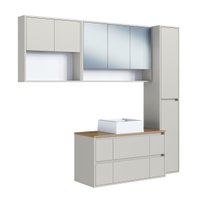 Conjunto para Banheiro 176cm com 4 Peças Gabinete Suspenso Berlin Arenas com Cuba Branca