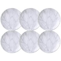 Jogo 6 Pratos de Sobremesa 19cm Tramontina Arbo em Porcelana Decorada Mesa Posta