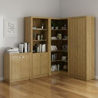 Kit 4 Armários para Escritório com Estante Amendoa