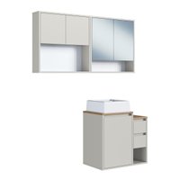 Conjunto para Banheiro 120cm com 3 Peças Gabinete Suspenso Bahamas Arenas com Cuba Branca