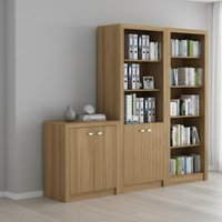 Kit 3 Armários para Escritório com Balcão, Armário e Estante Amendoa