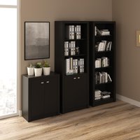 Kit 3 Armários para Escritório com Balcão, Armário e Estante Preto