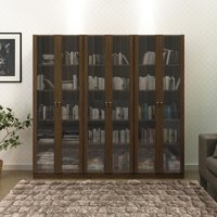 Kit 3 Armários para Escritório com Portas de Vidro ME4115 Nogal