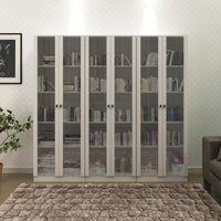 Kit 3 Armários para Escritório com Portas de Vidro ME4115 Branco