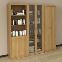 Kit 3 Armários Multiuso de Escritório com 6 Portas Amendoa