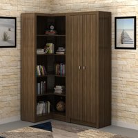 Kit 2 Armários para Escritório com Armário Fechado e Armário de Canto ME4105 e ME4132 Nogal