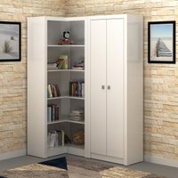 Kit 2 Armários para Escritório com Armário Fechado e Armário de Canto ME4105 e ME4132 Branco