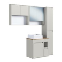 Conjunto para Banheiro 148cm com 4 Peças Gabinete Suspenso Bangladesh Arenas com Cuba Branca