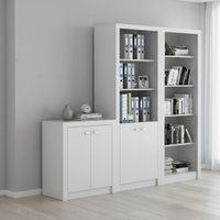 Kit 3 Armários para Escritório com Balcão, Armário e Estante Branco