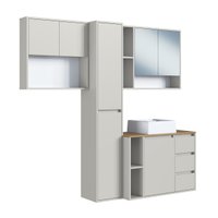 Conjunto para Banheiro 168cm com 4 Peças Gabinete Suspenso Belagavi Arenas com Cuba Branca