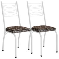 Kit 2 Cadeiras Tubular Europa 262 Branco Assento Mosaico Palha ARTEF