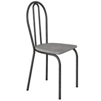 Cadeira Tubular America 004 Cromo Preto Assento Grafiato ARTEF