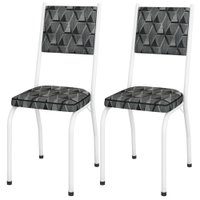 Kit 2 Cadeiras Tubular Europa 258 Branco Assento Mosaico Silver ARTEF