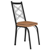 Cadeira Tubular Europa 143 Preto Assento Rattan ARTEF