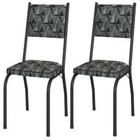 Kit 2 Cadeiras Tubular Europa 258 Preto Assento Mosaico Silver ARTEF