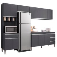Cozinha Modulada 12 Portas 4 Gavetas 280 cm Andreia Cinza REAJL Moveis